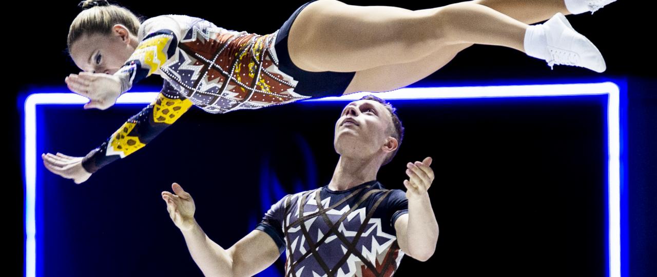 Aerobic-Auftritt von dem Duo Engel/Steinjan in Baku